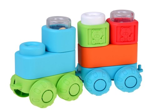 Gumowe klocki 3w1 - miękkie, sensoryczne, dźwiękowe, świetlne 32ele ZA6435