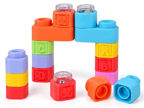 Gumowe klocki 3w1 - miękkie, sensoryczne, dźwiękowe, świetlne 32ele ZA6435