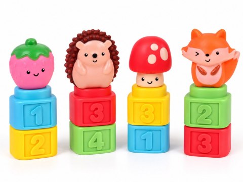 Gumowe klocki 3w1 - miękkie, sensoryczne, pacynki na palce 22ele ZA6439