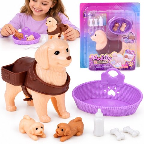 Anlily Figurka PIESEK mama w ciąży rodząca szczeniaki x2 i akcesoria ZA6225