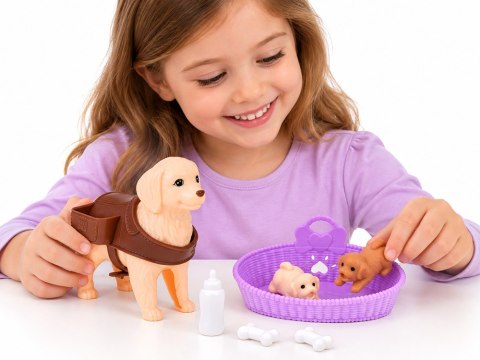 Anlily Figurka PIESEK mama w ciąży rodząca szczeniaki x2 i akcesoria ZA6225