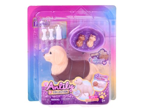 Anlily Figurka PIESEK mama w ciąży rodząca szczeniaki x2 i akcesoria ZA6225
