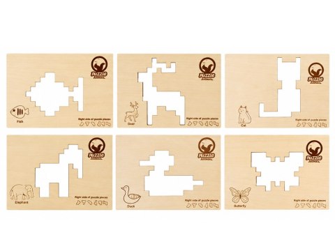 Drewniana układanka Puzzle TETRIS 6 zwierząt + klocki piksele ZA6244
