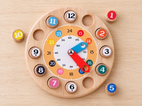 Drewniany ZEGAR edukacyjny 2w1 zadania matematyczne - MATEMATYKA ZA6240