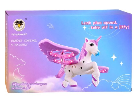 Dron zdalnie sterowany Latający JEDNOROŻEC PEGAZ - świeci na różowo RC0777