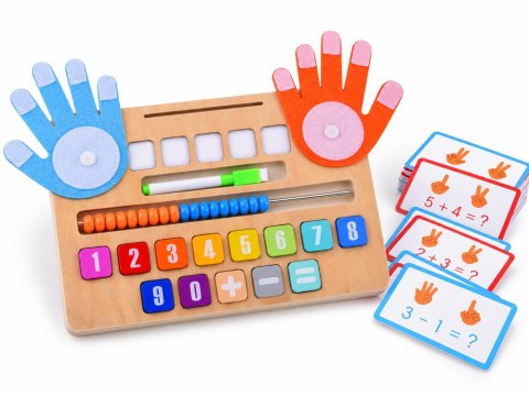 MATEMATYKA Drewniany zestaw do nauki liczenia Tablica + karty zadań ZA6245