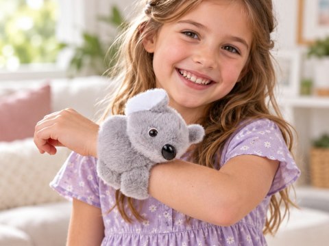 Opaska na rękę zwierzak Pluszowa szara KOALA - miękka, elastyczna ZA6260