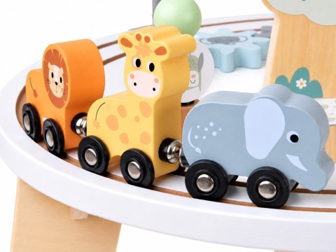 Drewniany Stolik Edukacyjny Sensoryczny Labirynt Kolejka Zwierzątka ZA6493
