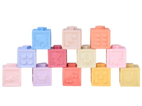 Gumowe klocki - miękkie, sensoryczne, pastelowe 12szt. ZA6635