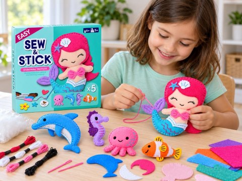 Zestaw do szycia i wyklejania DIY 5 ozdób z filcu PODMORSKI ŚWIAT ZA6592
