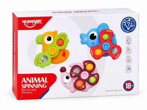 Zestaw spinnerów sensorycznych Pop It z przyssawkami x3 zwierzątka ZA6340