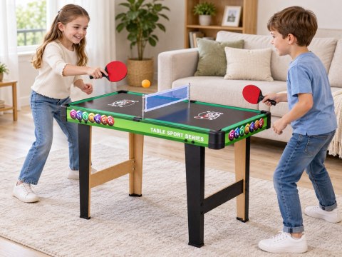 Stół do gier 4w1 - piłkarzyki, cymbergaj, bilard, ping-pong GR0843